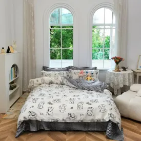 Cute Illustrated Dog Duck Bedding Set