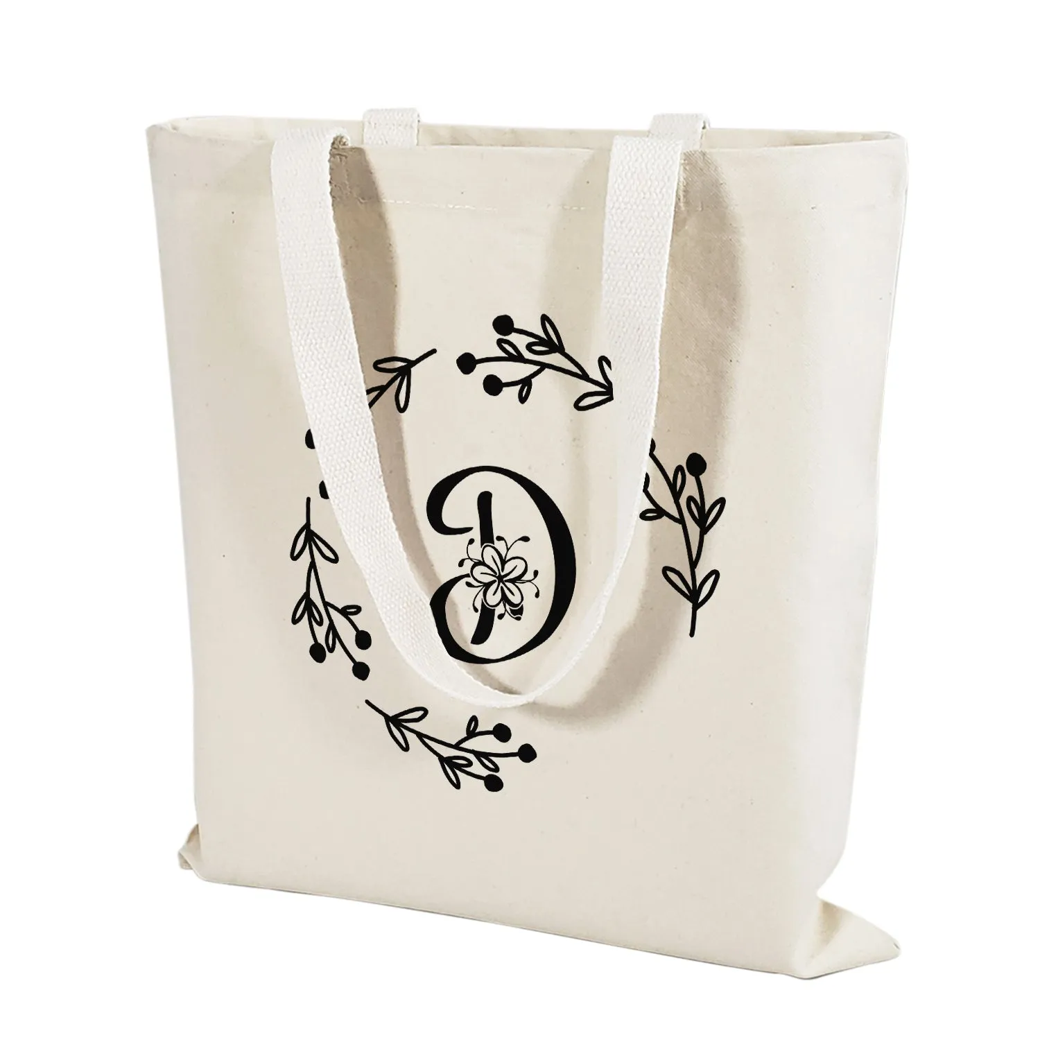 ''D'' Letter Initial Canvas Tote Bag - Initials Bags