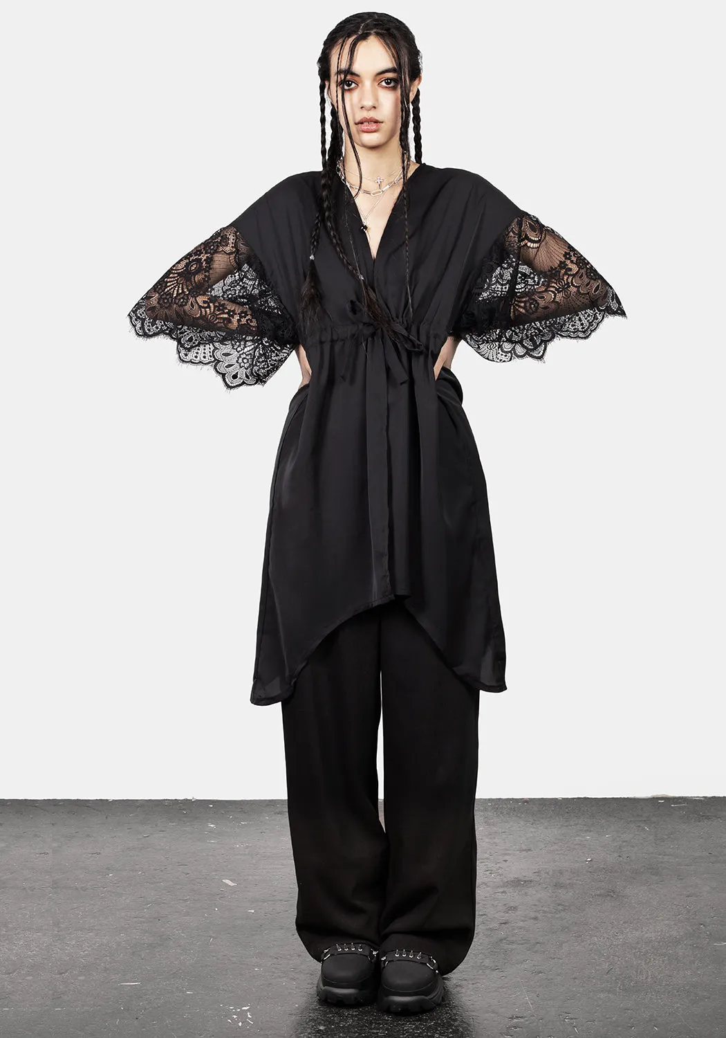 Departed Lace Sleeve Kimono