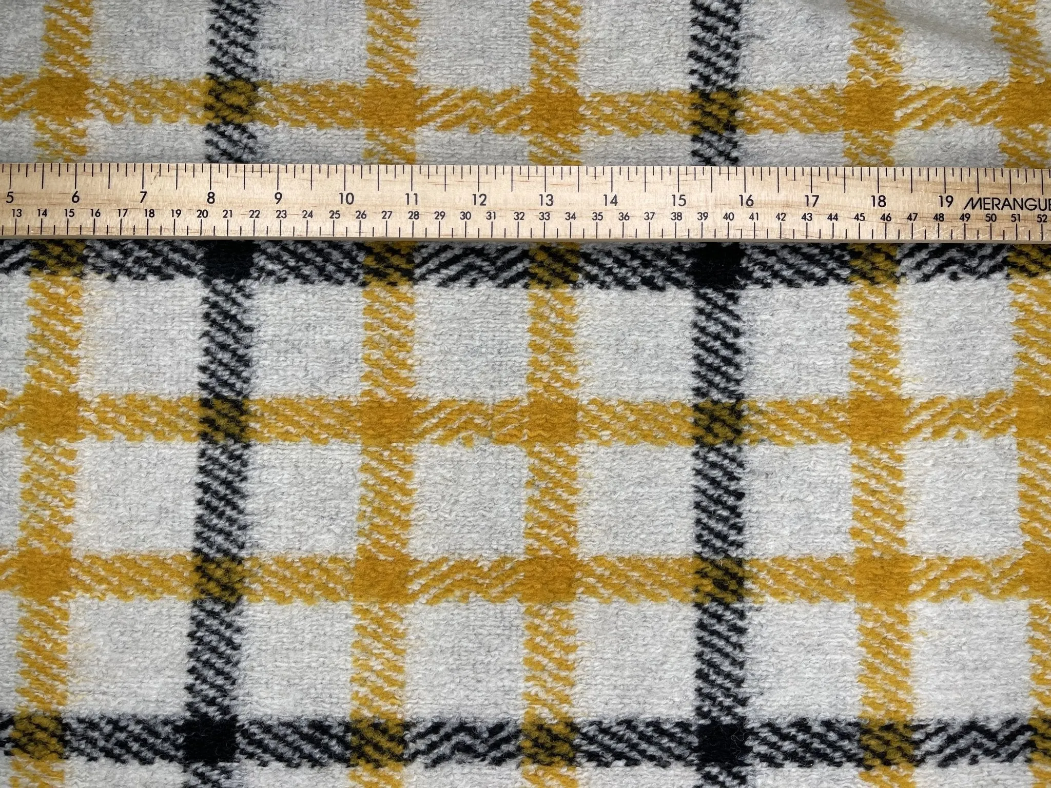 Designer Printed Yellow Plaid  Wool Fabric