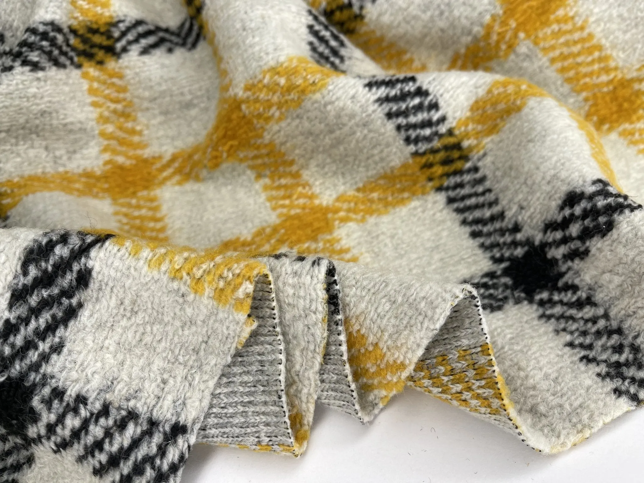 Designer Printed Yellow Plaid  Wool Fabric