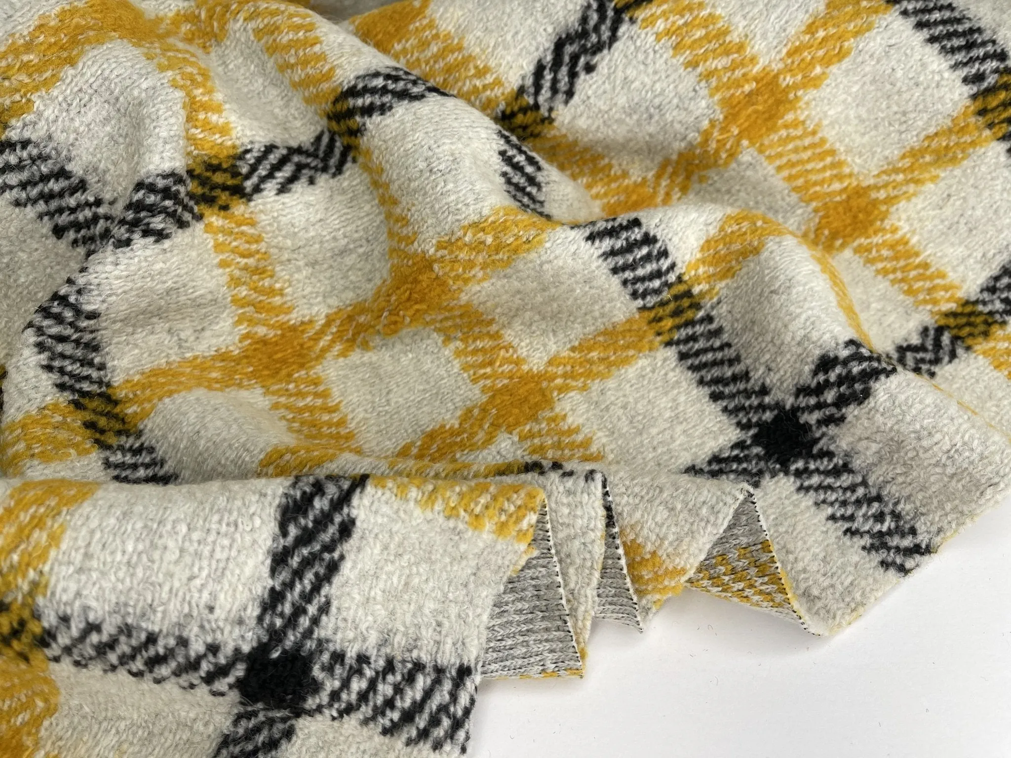 Designer Printed Yellow Plaid  Wool Fabric