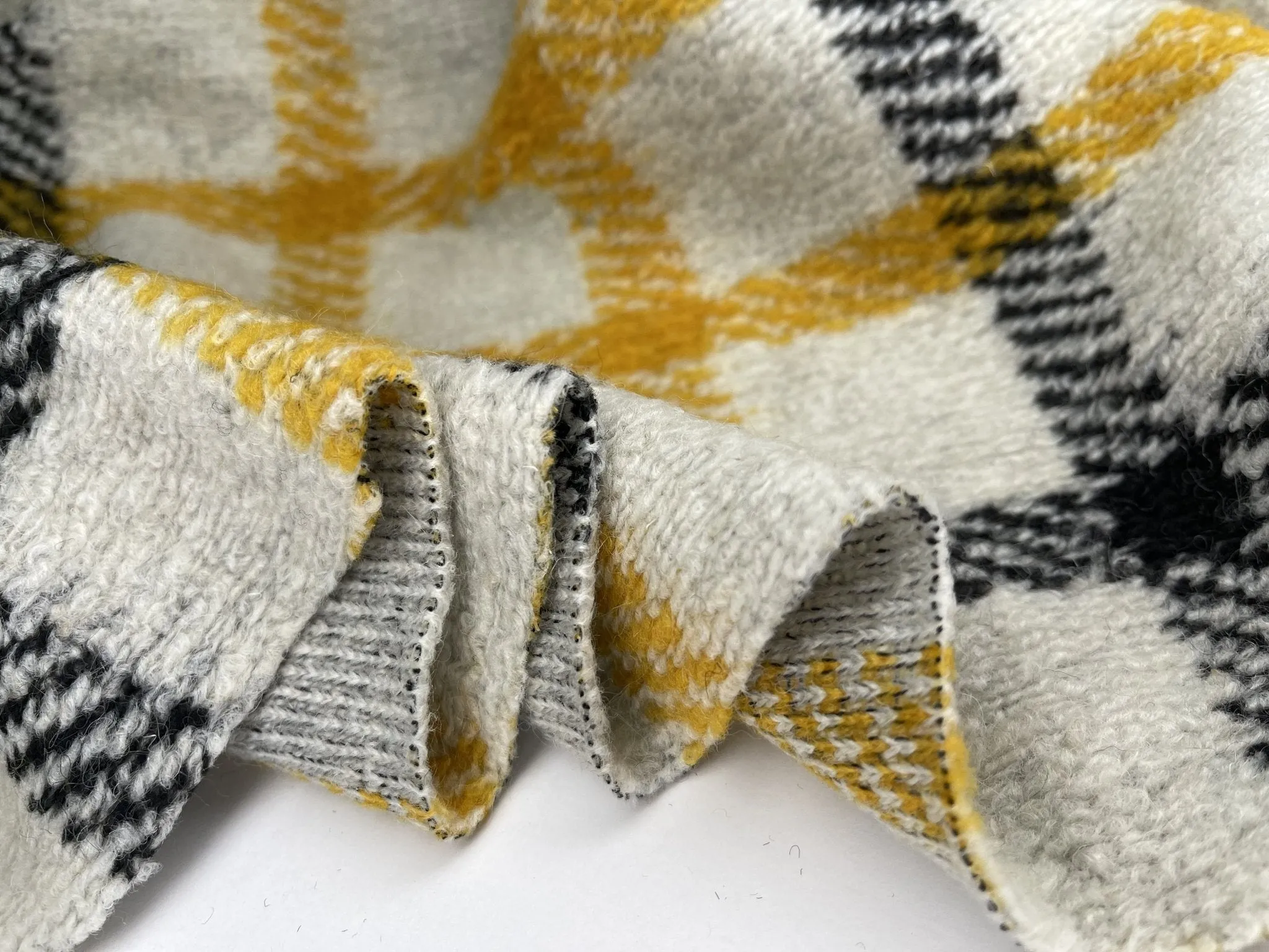 Designer Printed Yellow Plaid  Wool Fabric