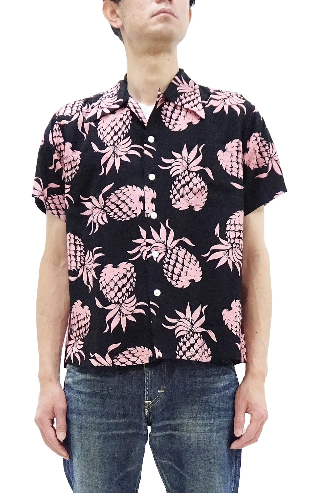 Duke Kahanamoku Hawaiian Shirt Men's Duke's Pineapple Short Sleeve Rayon Aloha Shirt DK36201 219 Black