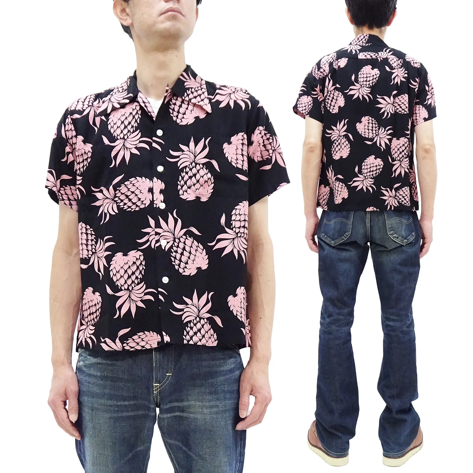 Duke Kahanamoku Hawaiian Shirt Men's Duke's Pineapple Short Sleeve Rayon Aloha Shirt DK36201 219 Black