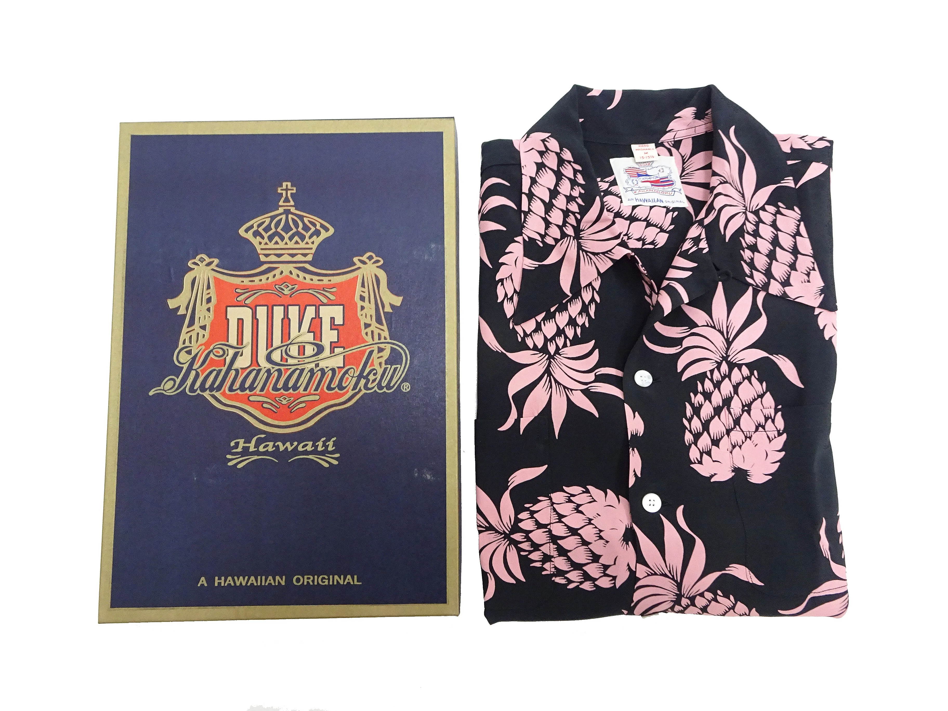 Duke Kahanamoku Hawaiian Shirt Men's Duke's Pineapple Short Sleeve Rayon Aloha Shirt DK36201 219 Black