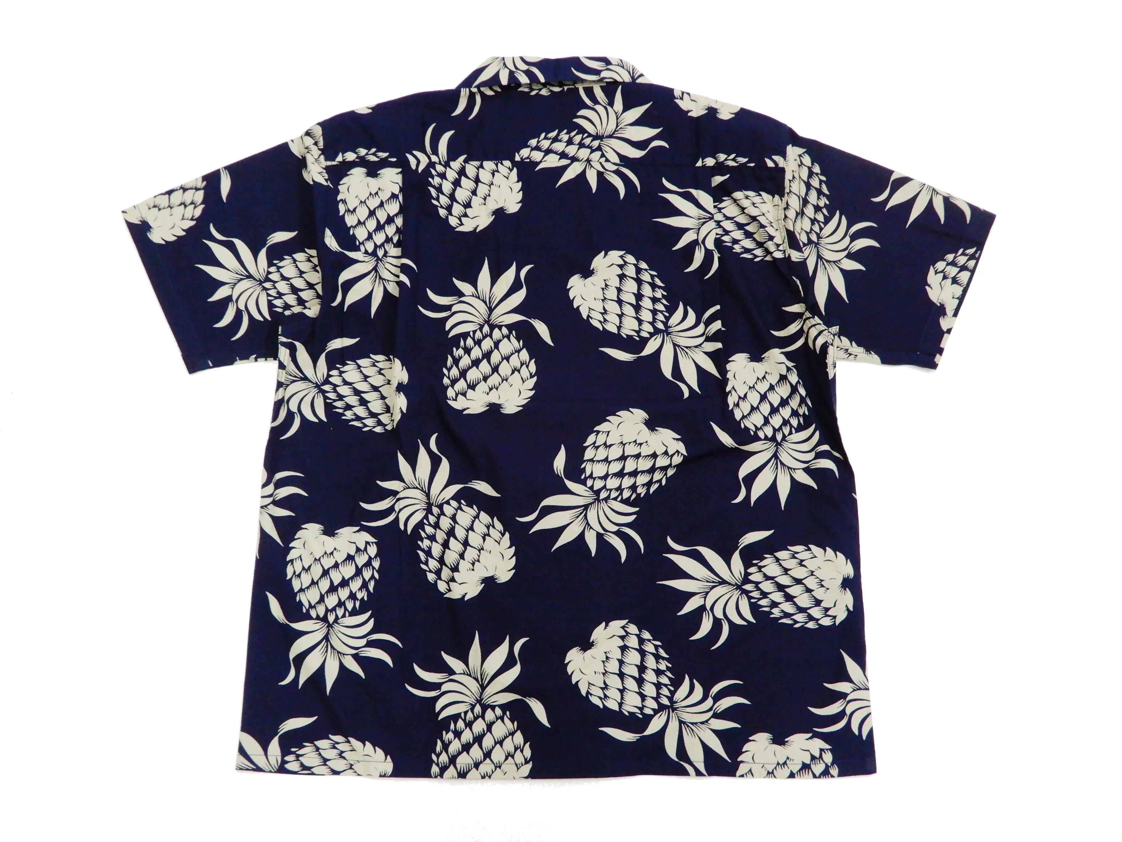 Duke Kahanamoku Men's Cotton Hawaiian Shirt Pineapple Short Sleeve Aloha Shirt DK37811 Navy-Blue