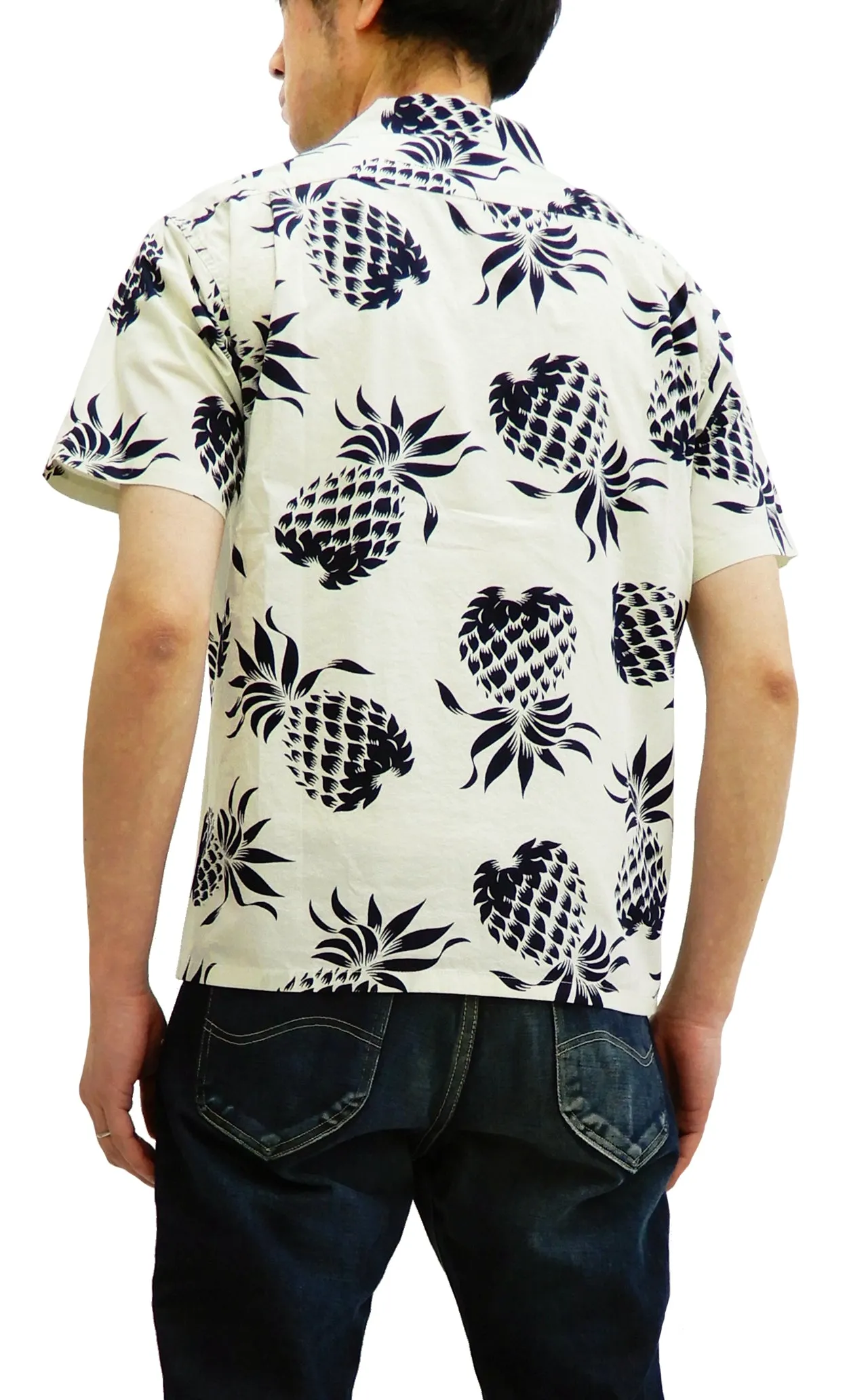 Duke Kahanamoku Men's Cotton Hawaiian Shirt Pineapple Short Sleeve Aloha Shirt DK37811 Off-White