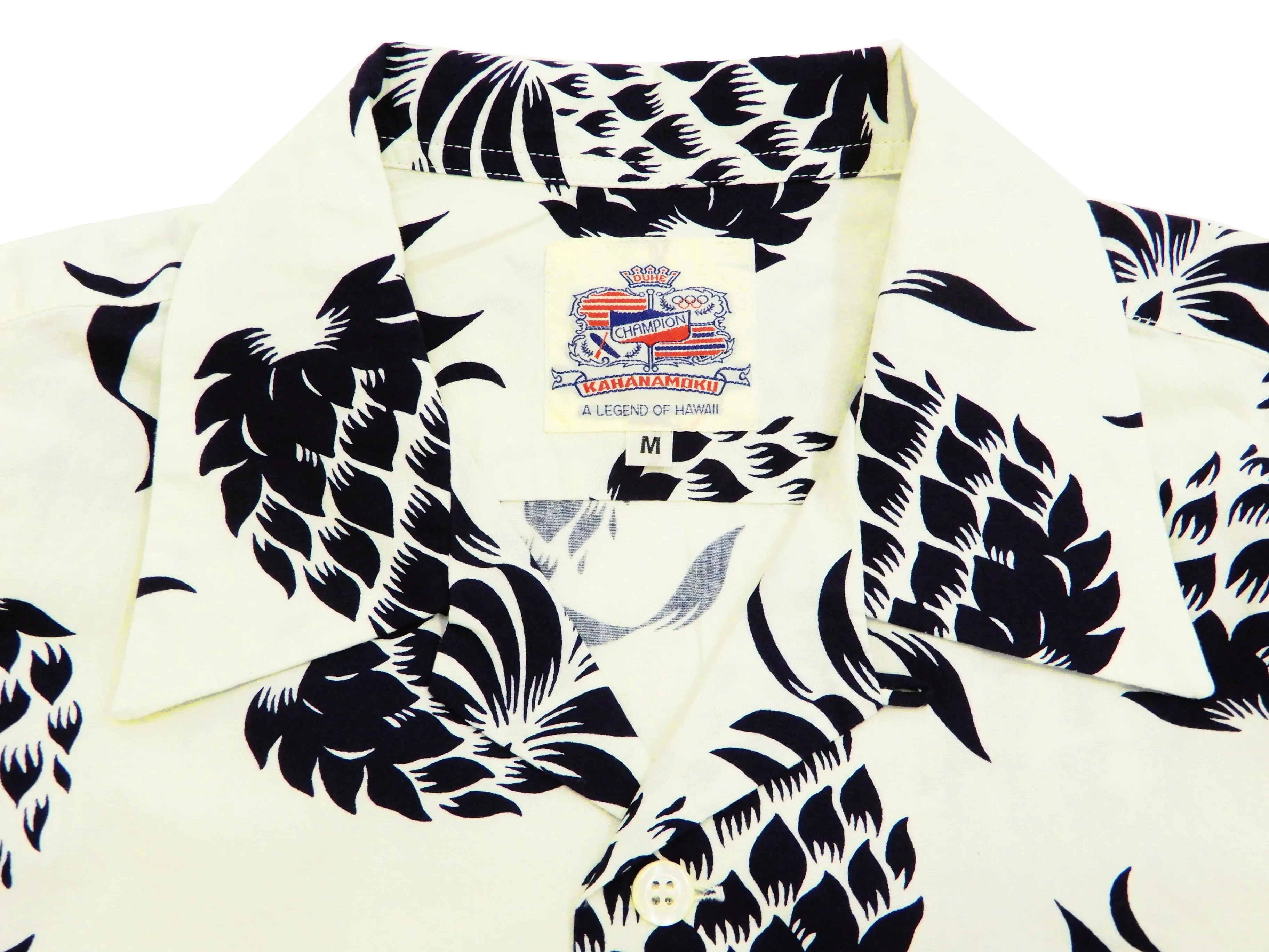 Duke Kahanamoku Men's Cotton Hawaiian Shirt Pineapple Short Sleeve Aloha Shirt DK37811 Off-White