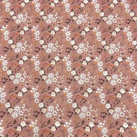 Dusky Pink Delicate Floral Cotton Canvas Fabric