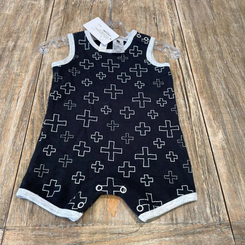 Dymples Black Geometric Printed Tank Romper 6m