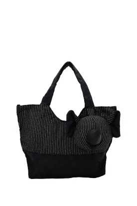 ELEPH FOLDABLE PLEAT LUREX - TOTE S : Black / Silver