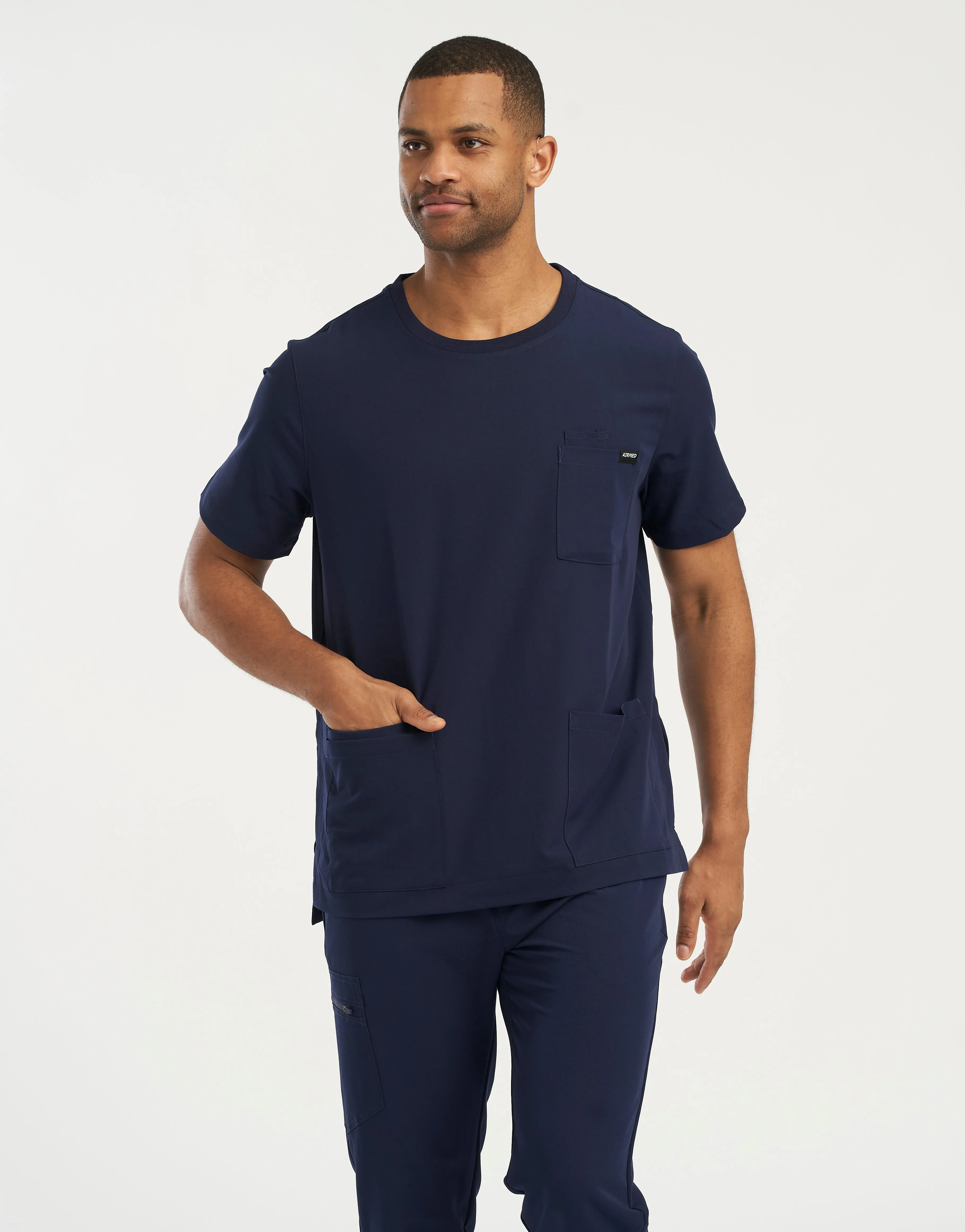 Essential Crewneck Scrub Top - True Navy