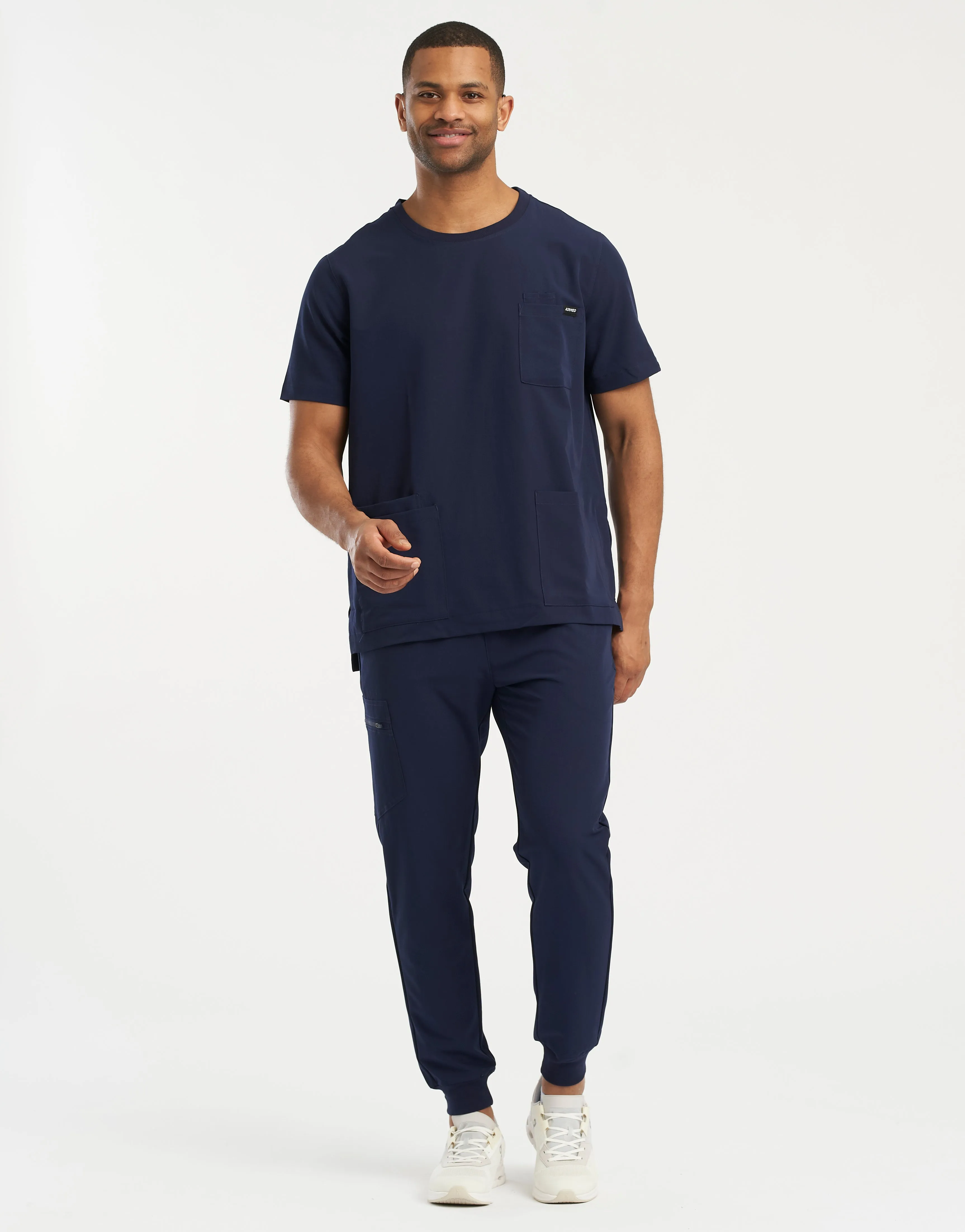 Essential Crewneck Scrub Top - True Navy