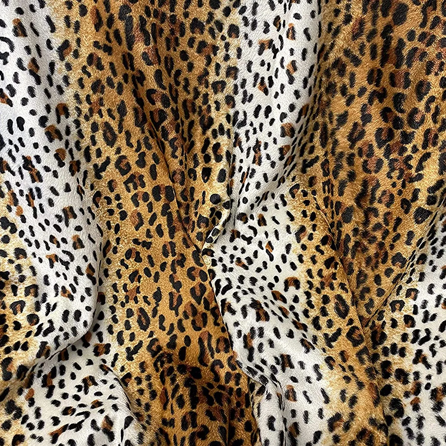 FabricLA Velboa S-Wave Short Pile Faux Print Fabric Material by The Yard | Cheetah