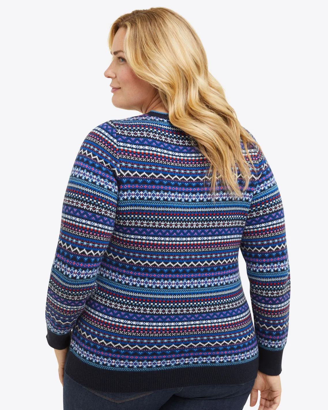 Fairisle Crewneck Sweater in Blue Multi