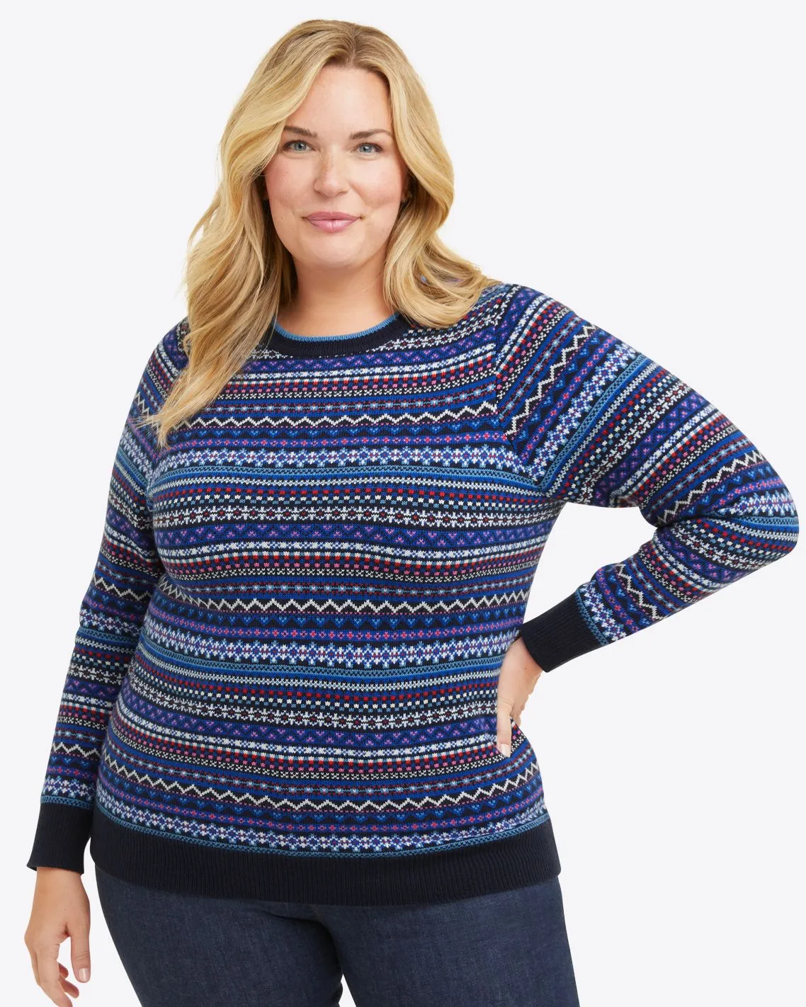 Fairisle Crewneck Sweater in Blue Multi