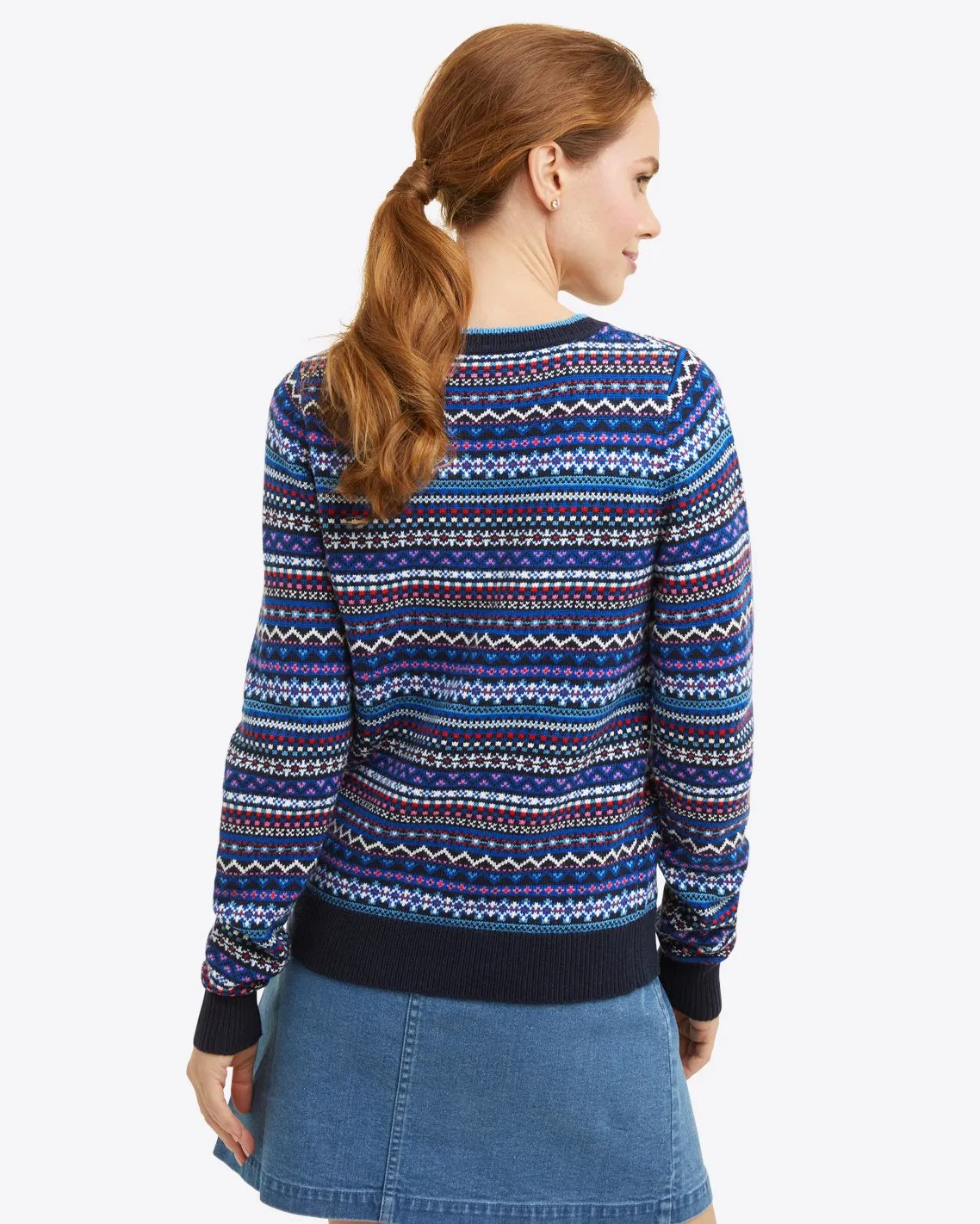 Fairisle Crewneck Sweater in Blue Multi