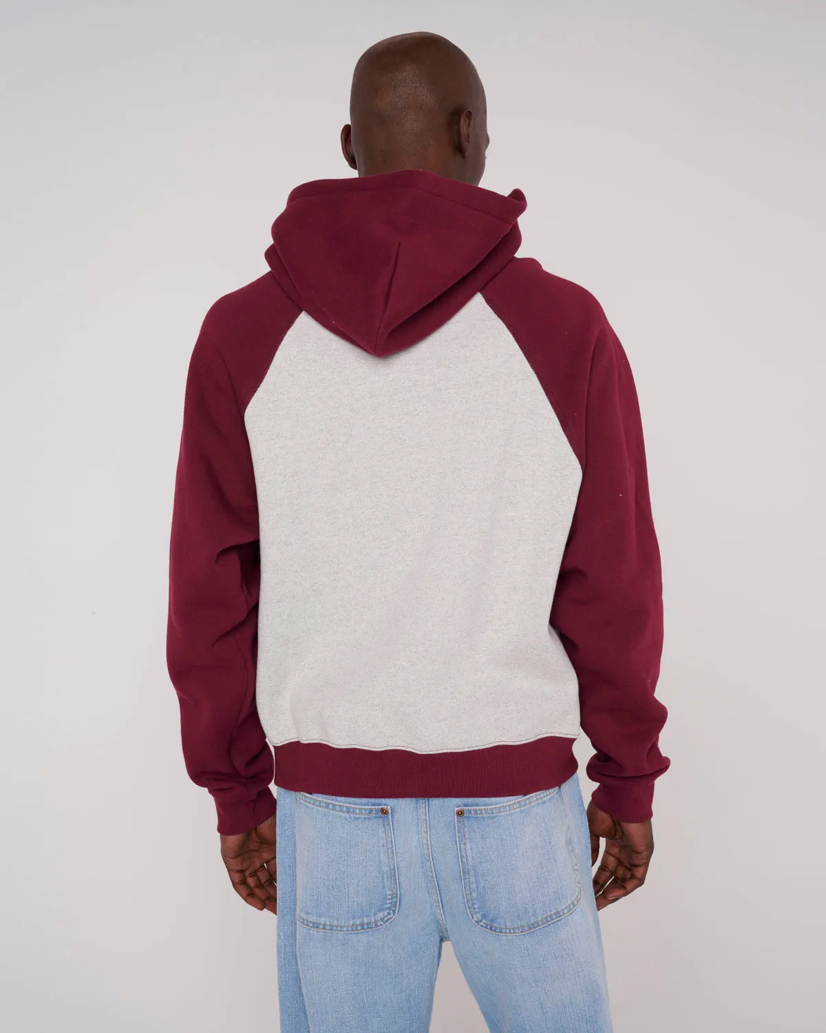 Fleece Logo Head Raglan Hoodie - Oatmeal Maroon