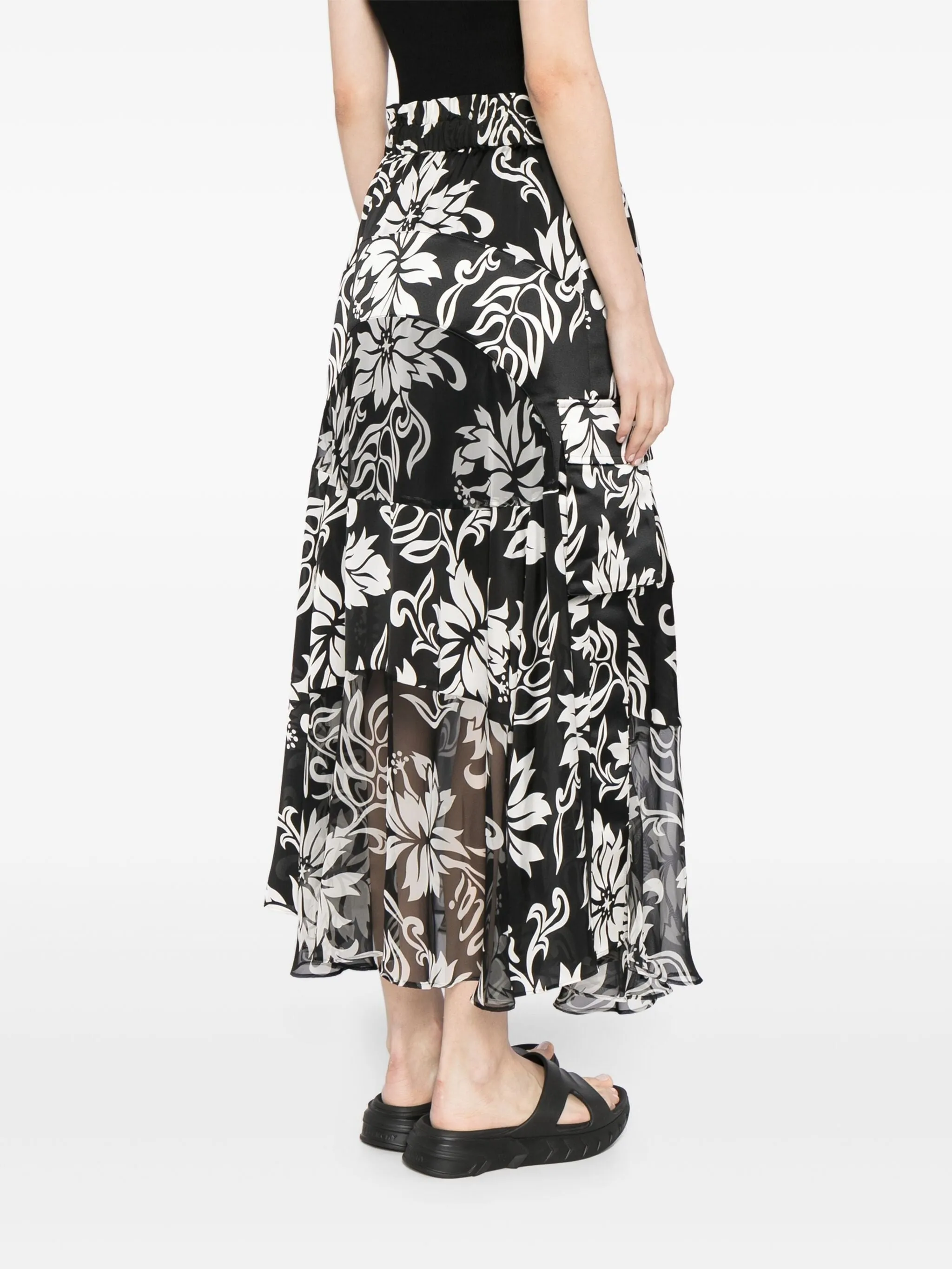 FLORAL-PRINT PLEATED MIDI SKIRT