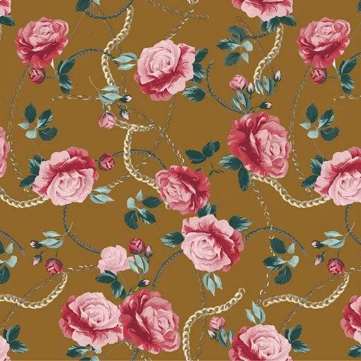 Flowers & Chains Royal Micro Satin Fabric