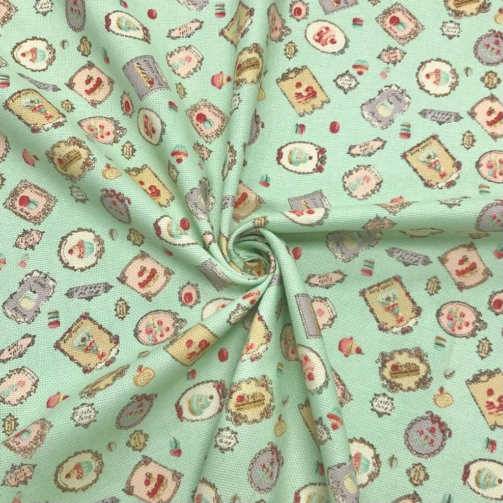 French Cakes Cotton Canvas Fabric