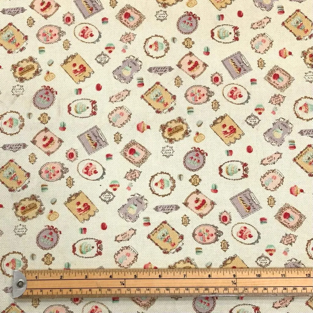 French Cakes Cotton Canvas Fabric