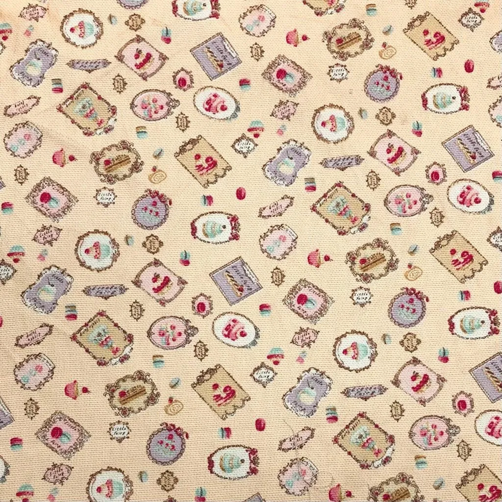 French Cakes Cotton Canvas Fabric