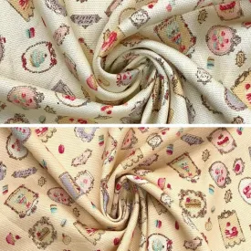 French Cakes Cotton Canvas Fabric