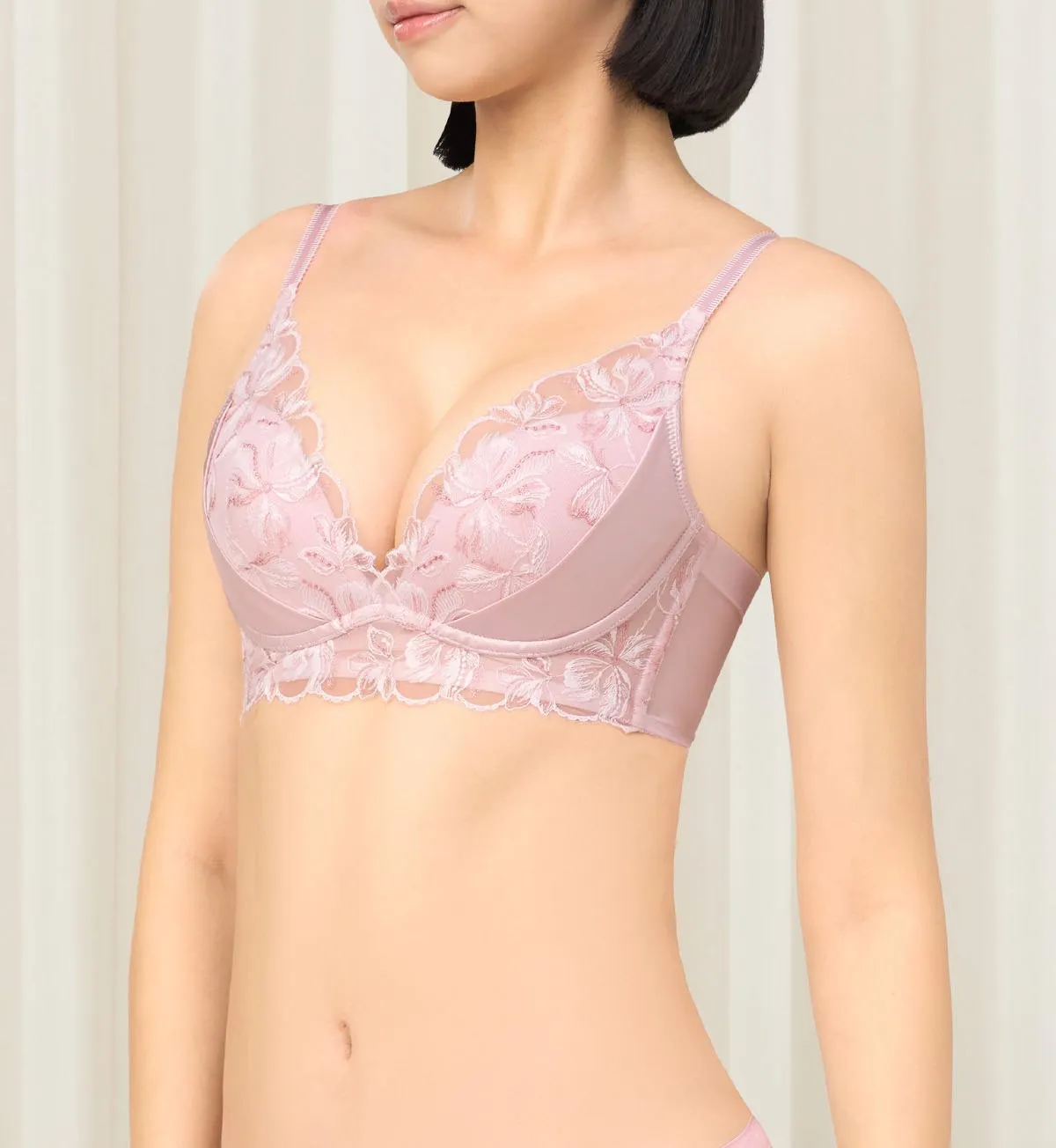 French Romance Non-Wired Push Up Deep V Bra