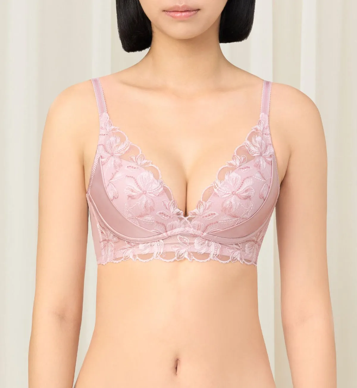 French Romance Non-Wired Push Up Deep V Bra