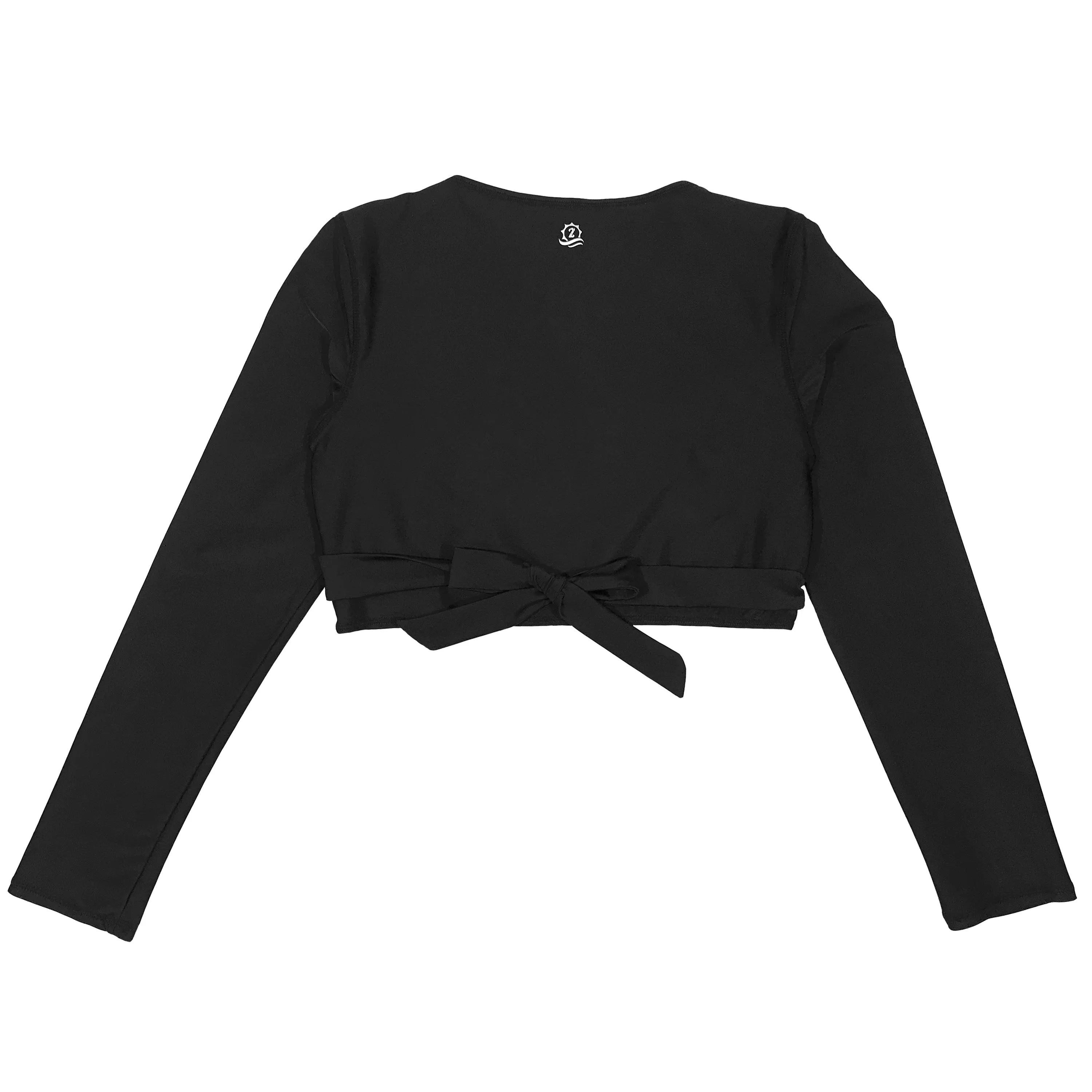 Girls Long Sleeve Swim Wrap Top - "Black”