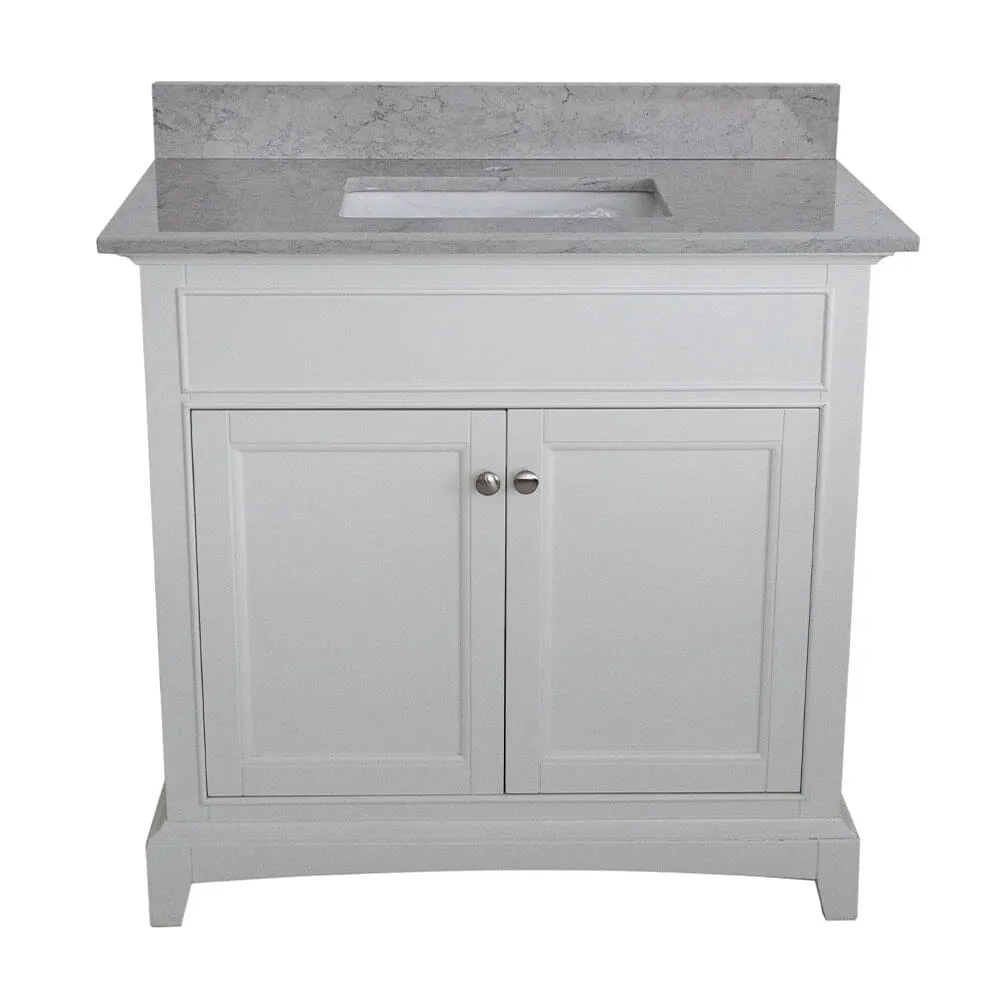 Giving Tree 31 inches bathroom stone vanity top calacatta gray engineered marble color with undermount ceramic sink and single faucet hole with backsplash