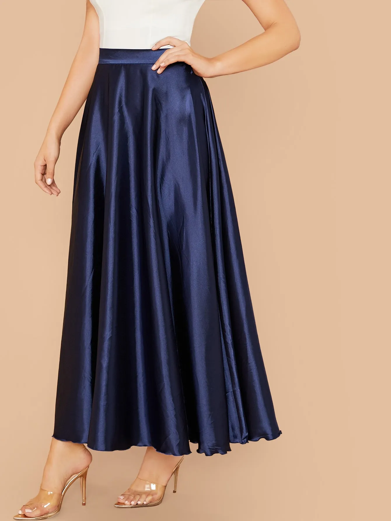 Glamorous Plain Zipper High Waist Maxi Women Skirts