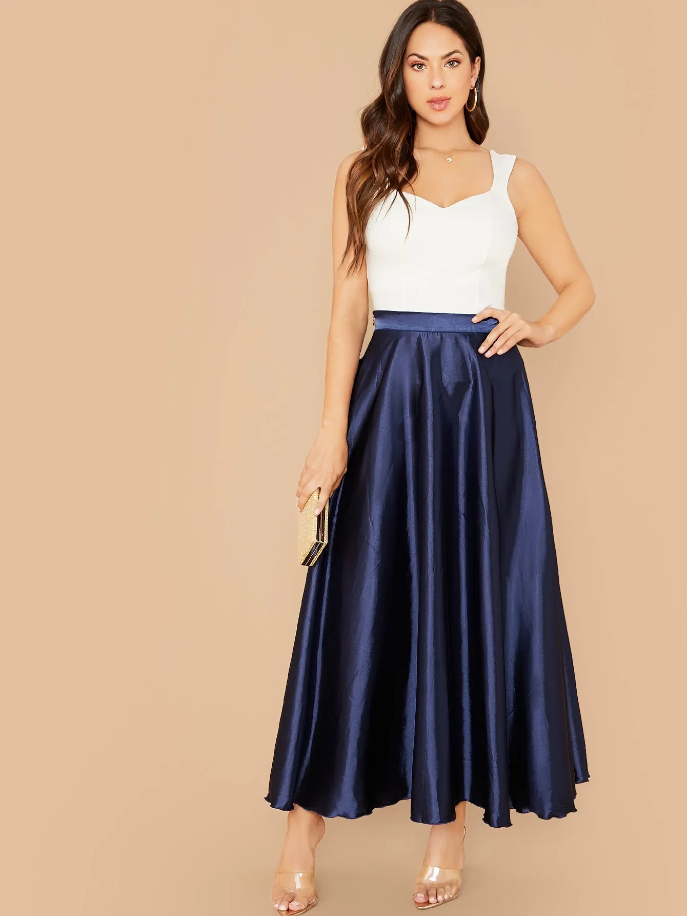 Glamorous Plain Zipper High Waist Maxi Women Skirts