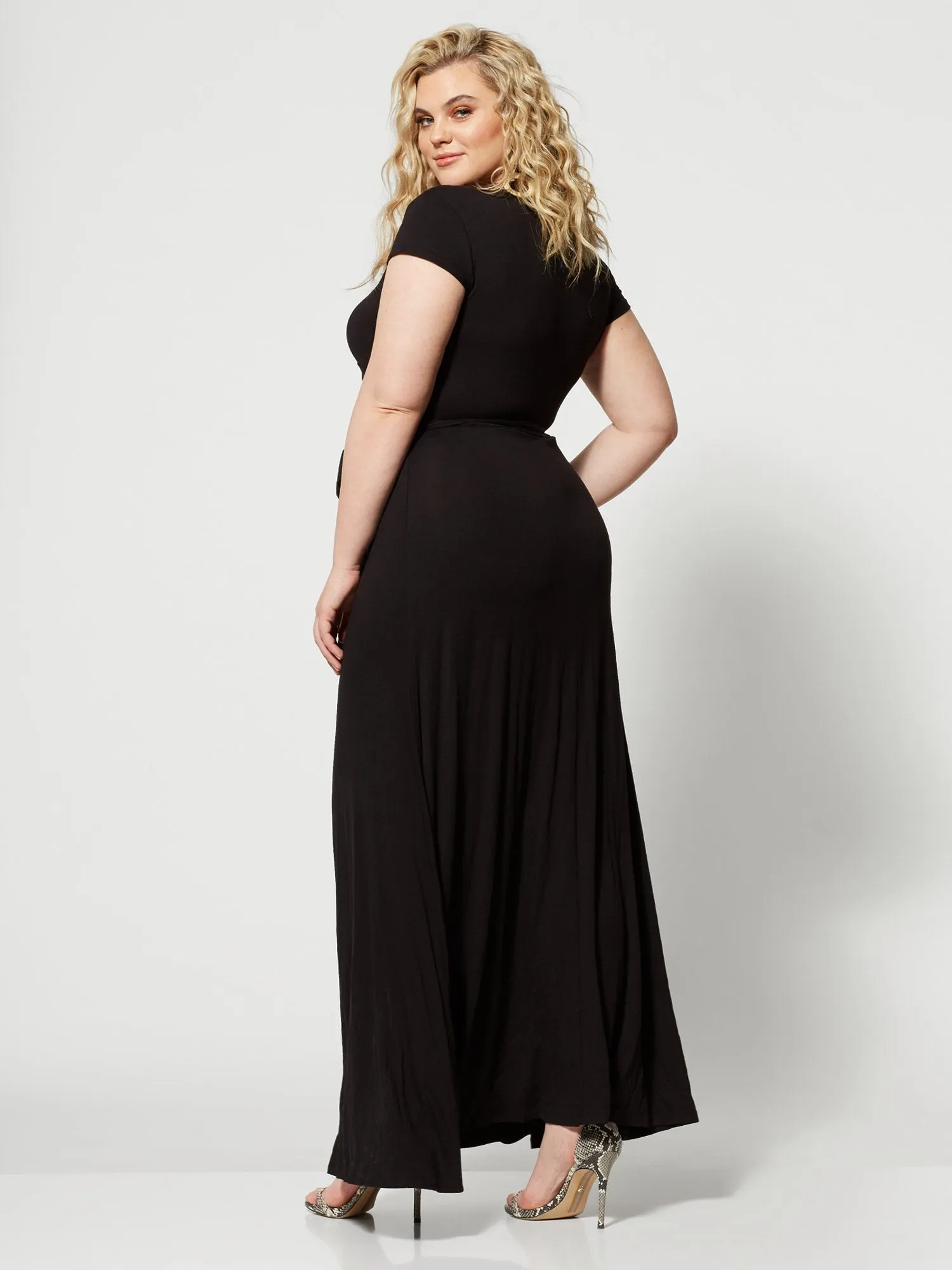 Grace Faux Wrap Maxi Dress in Black