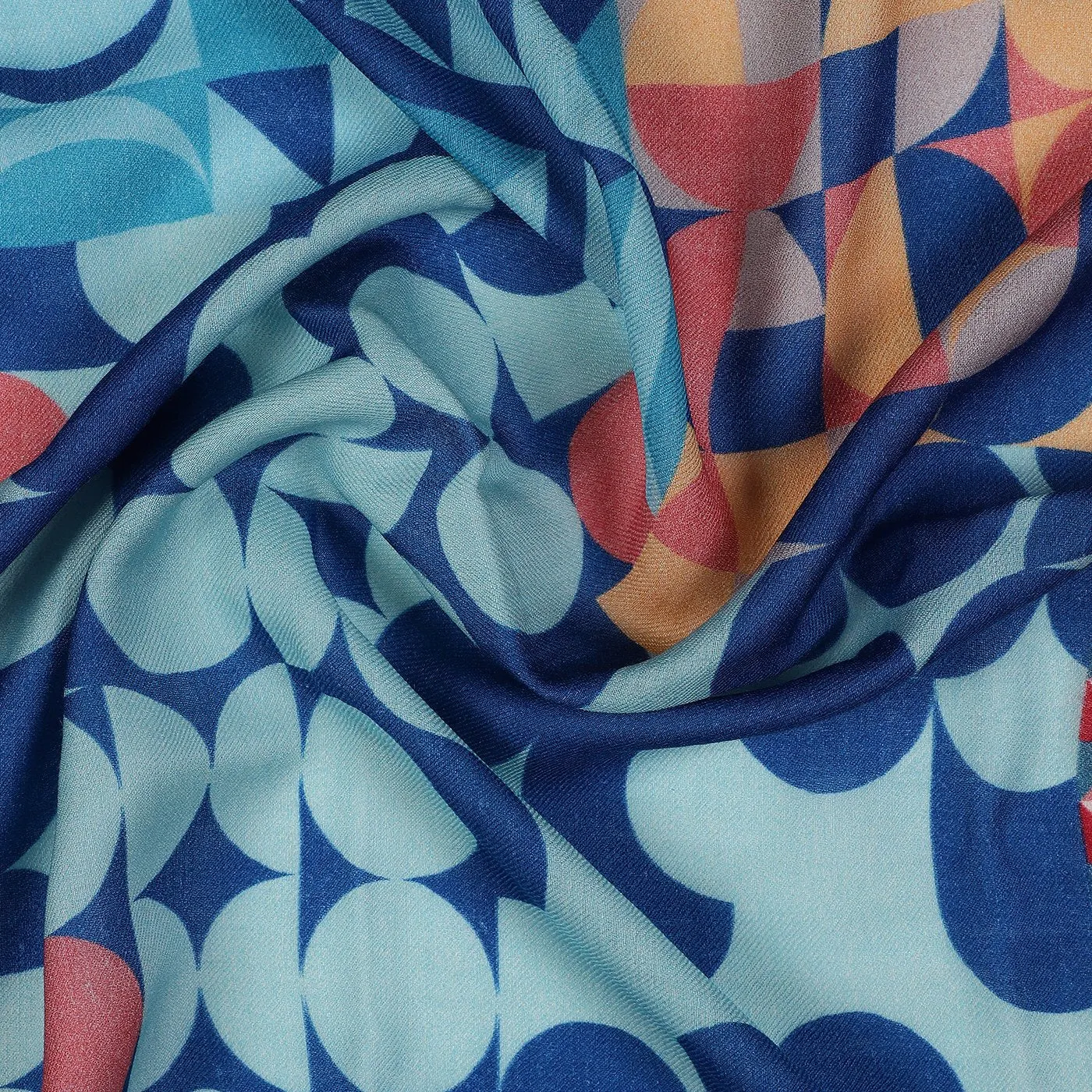 Graphic Polka Printed Wool Silk Stole