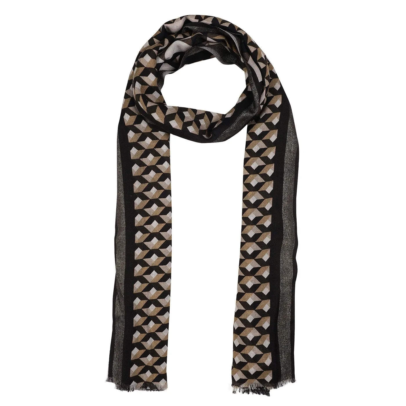 Graphic Polka Printed Wool Silk Stole