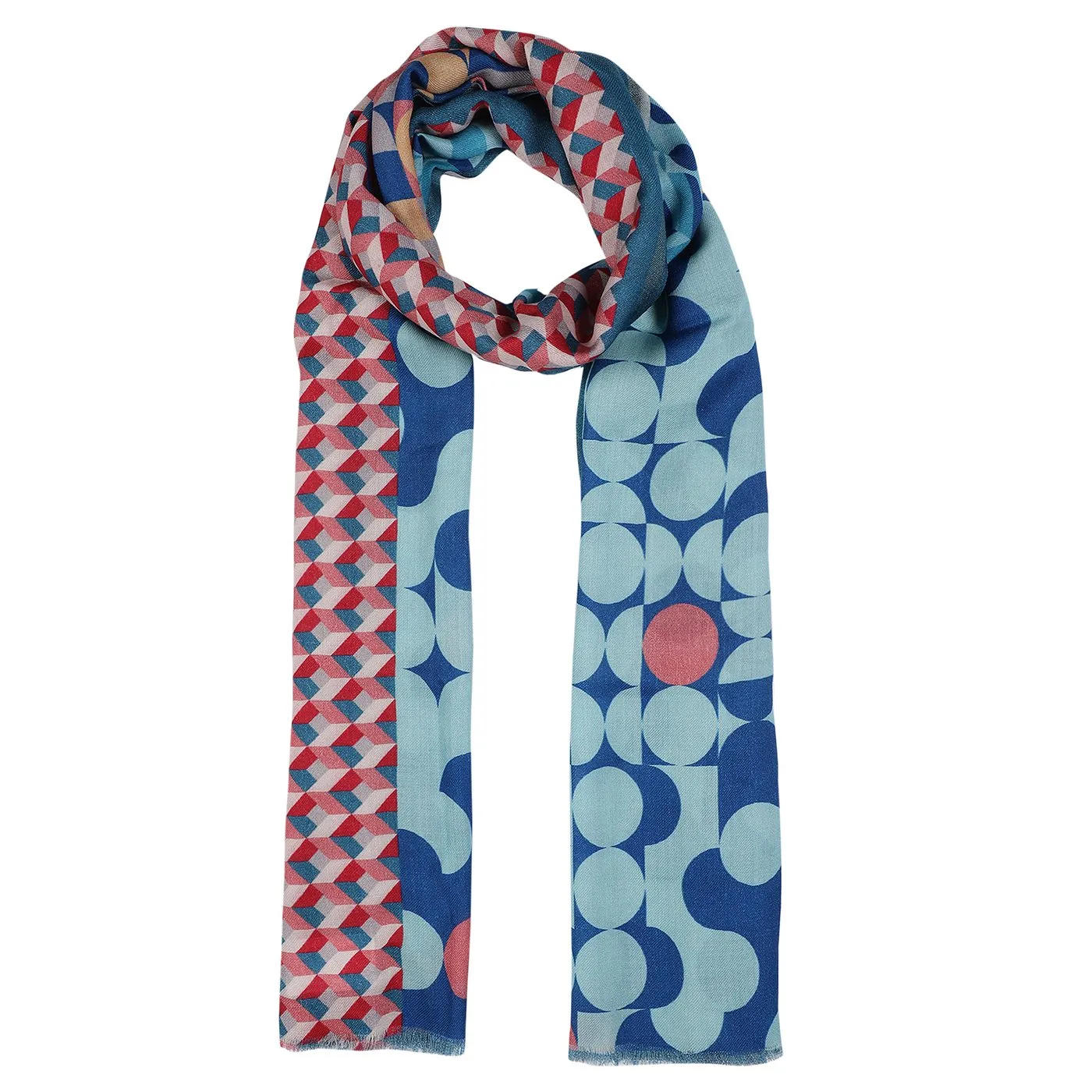 Graphic Polka Printed Wool Silk Stole