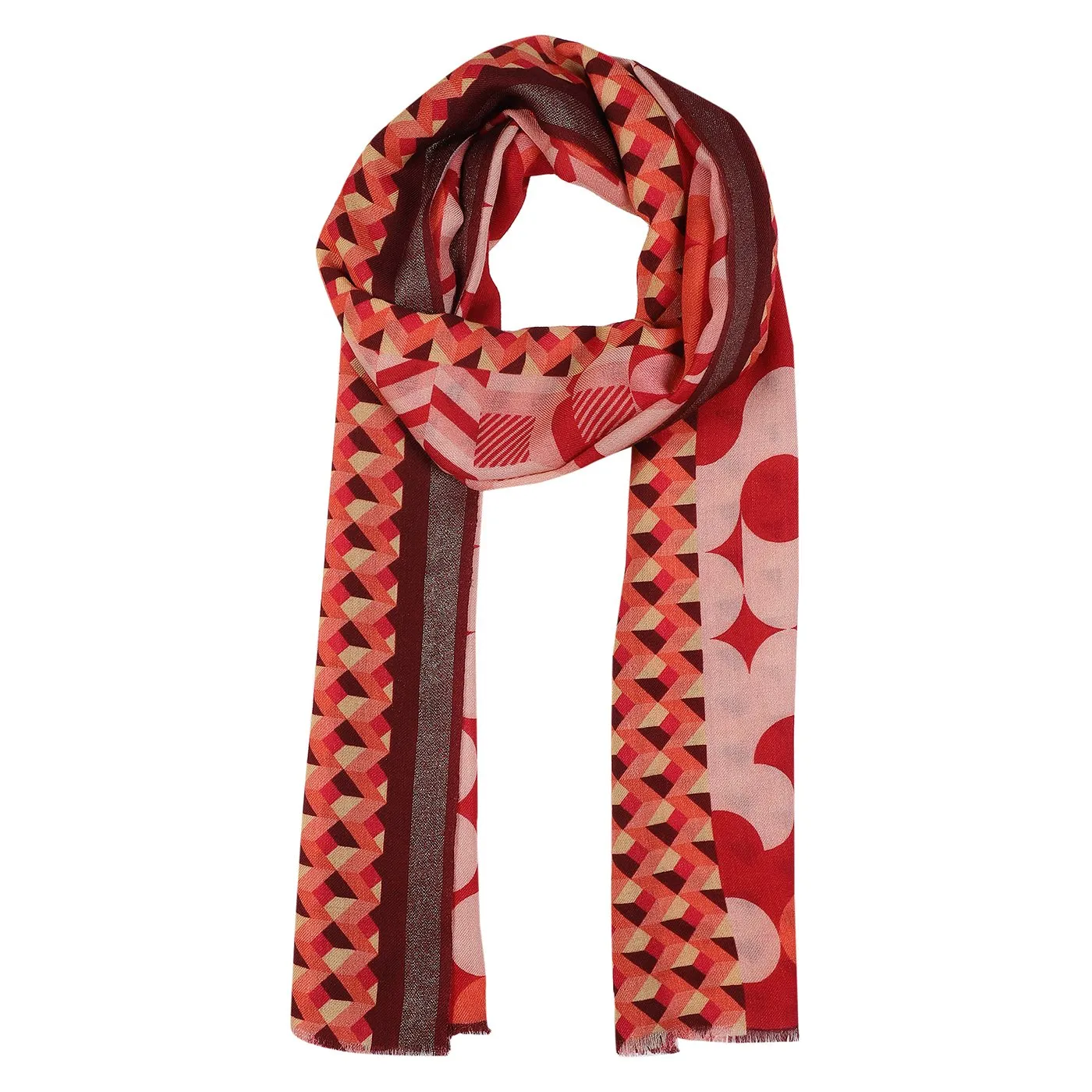 Graphic Polka Printed Wool Silk Stole