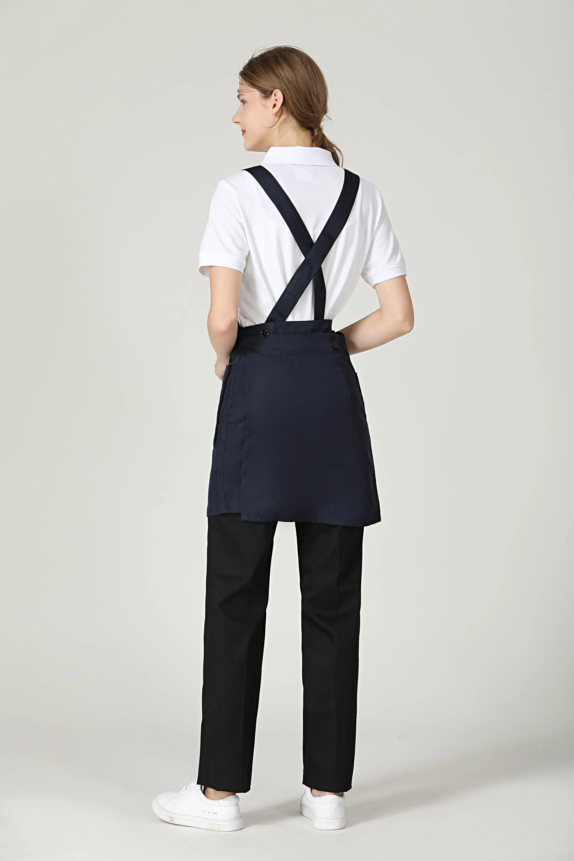 Gretel Navy Blue Service Bib Apron