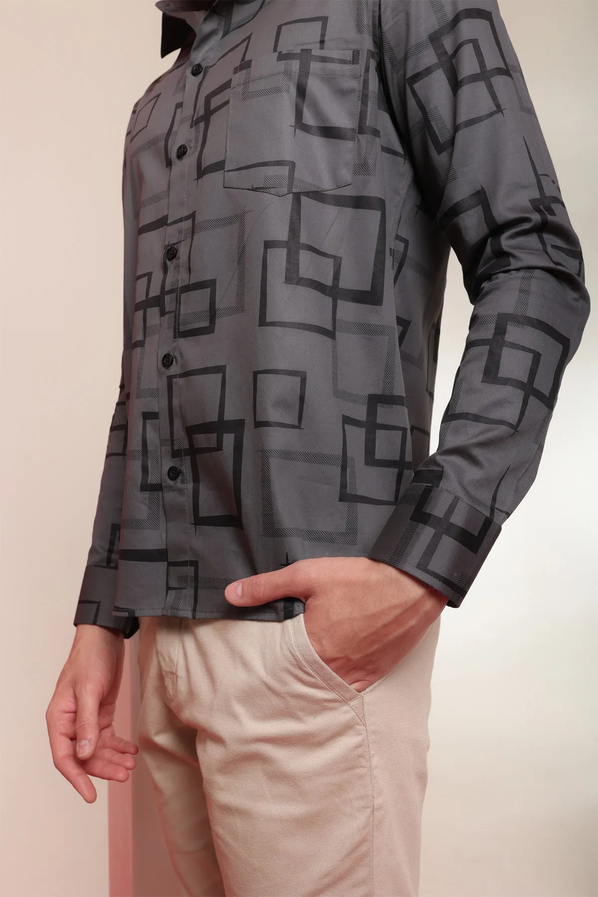 Grey Goose print cotton shirt full sleeves | Style Matters