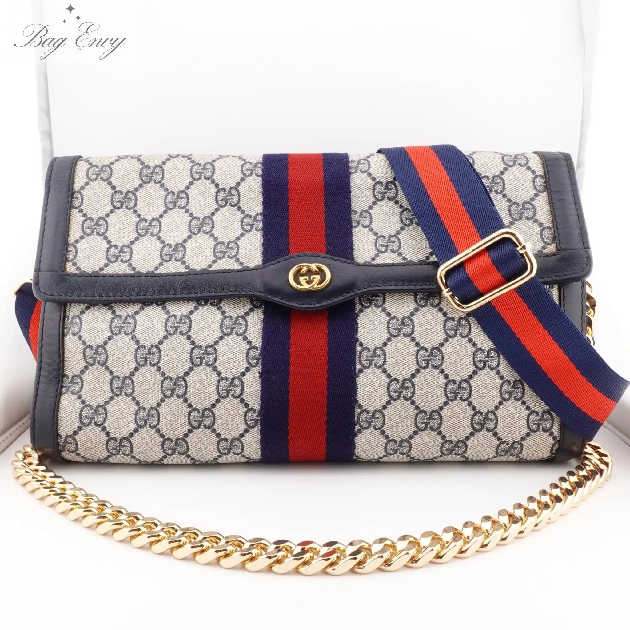 GUCCI Large Ophidia Clutch with Strap & Chain