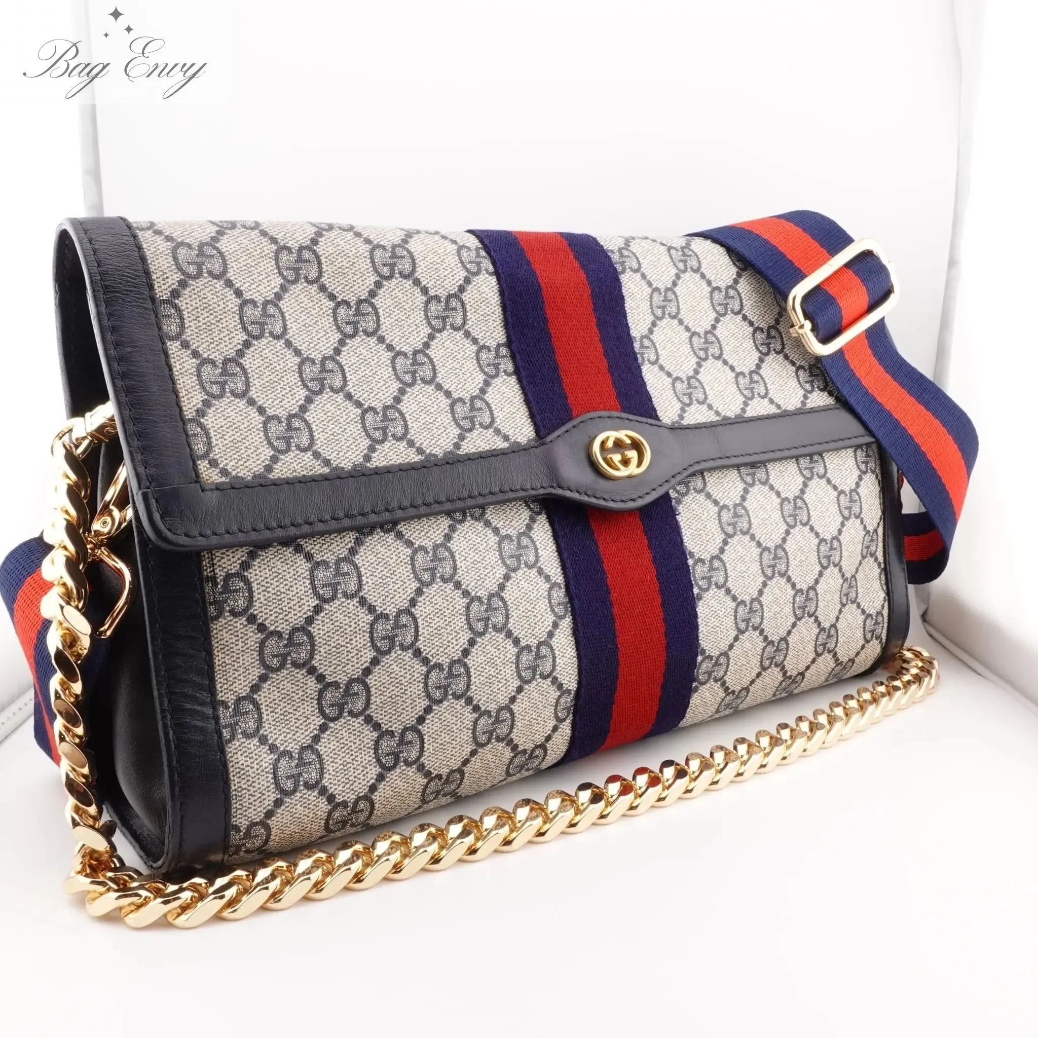 GUCCI Large Ophidia Clutch with Strap & Chain