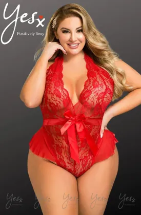 Hot Red Teddy Plus size Red