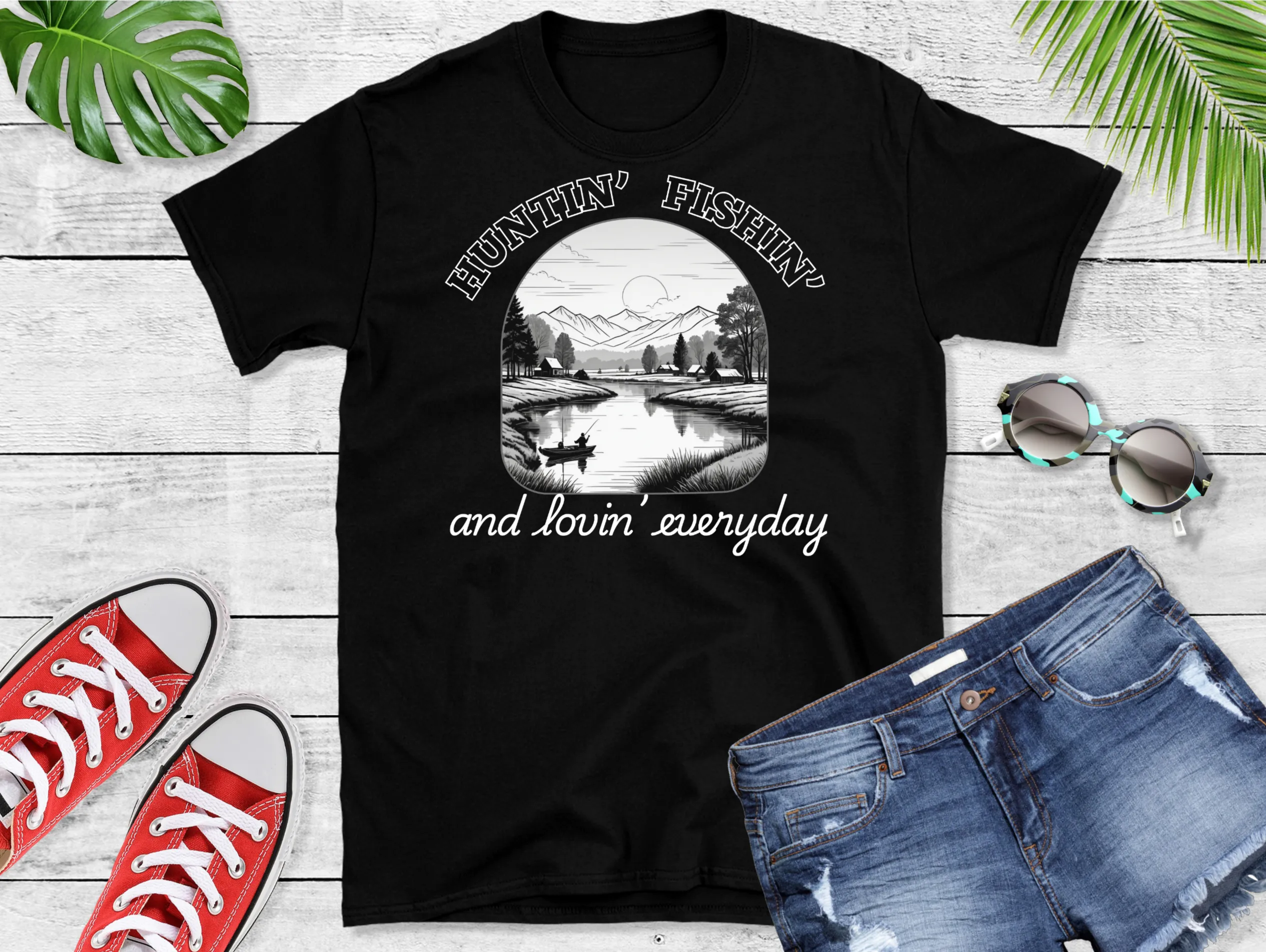 Huntin Fishin and Lovin Everyday T-Shirt - Country music shirt, Western T-shirt, Outdoor T-Shirt