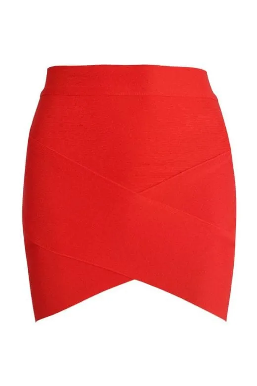 Jay High Waist Bandage Mini Skirt - Lipstick Red