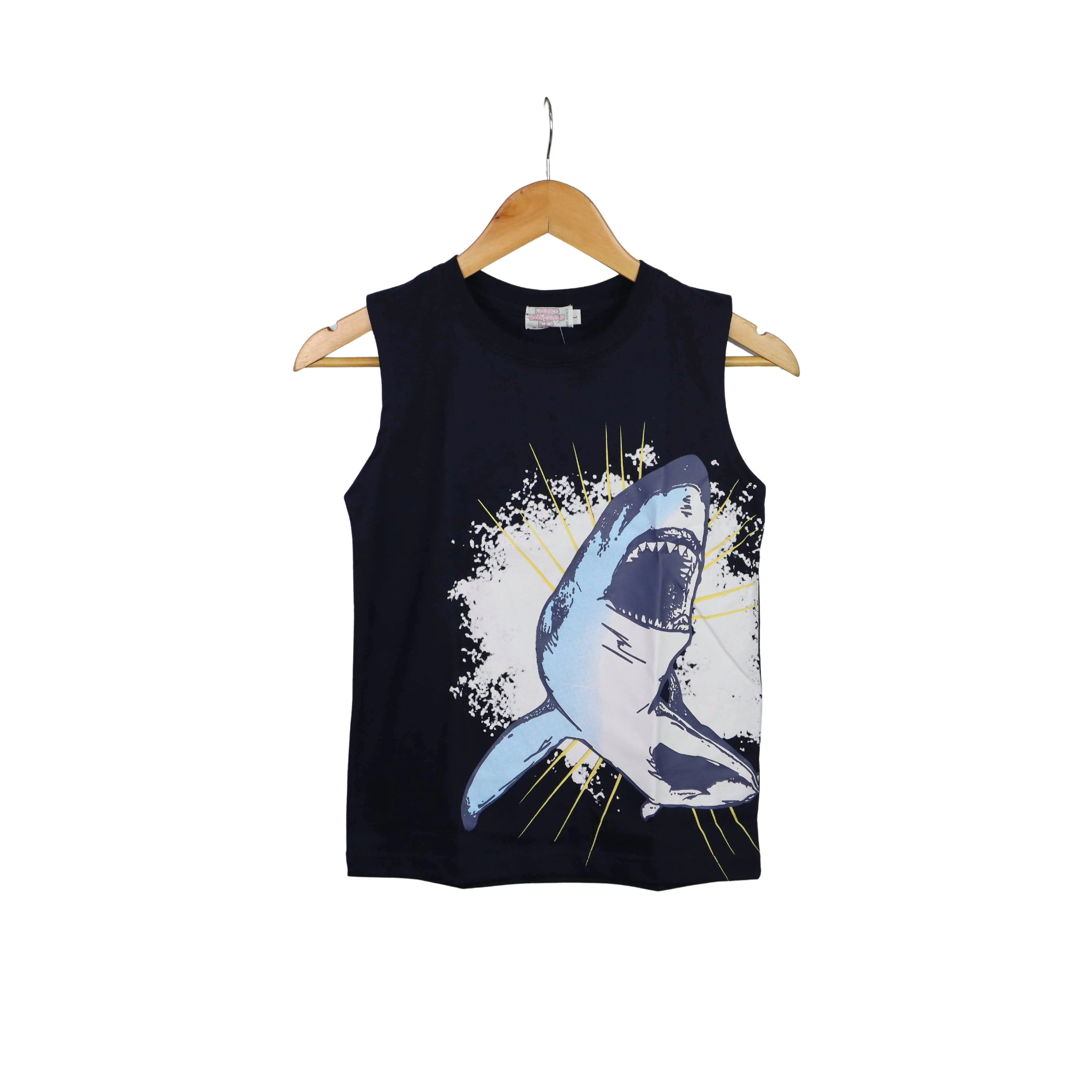 JKC Muscle Shirt with Shark Spot Print - Navy Blue