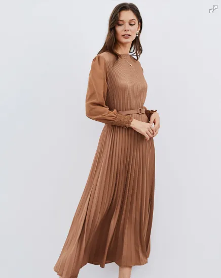 Kelda - Pleated long sleeve dress