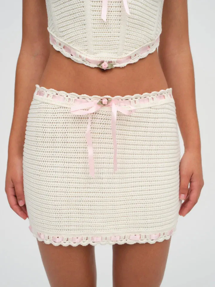 Kelsey Crochet Mini Skirt ~ Cream